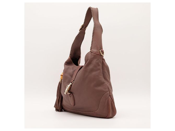 Gucci Bolso Hobo de piel marrón con borla de bambú Castaño - vista 2