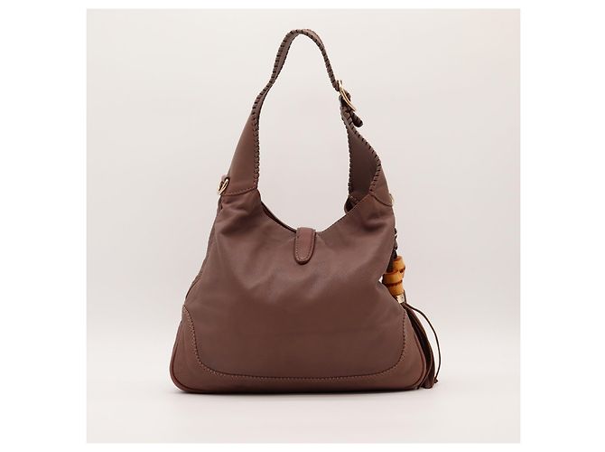 Gucci Bolso Hobo de piel marrón con borla de bambú Castaño - vista 3