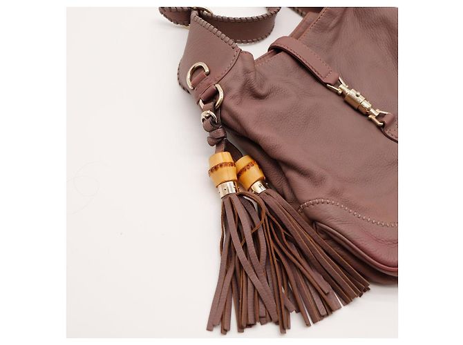 Gucci Bolso Hobo de piel marrón con borla de bambú Castaño - vista 7