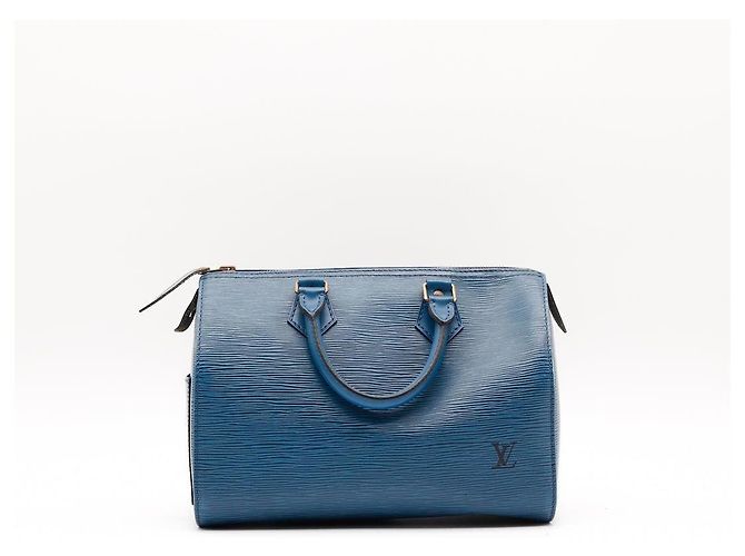 Louis Vuitton Speedy 25 Pelle Epi Blu - vista 3