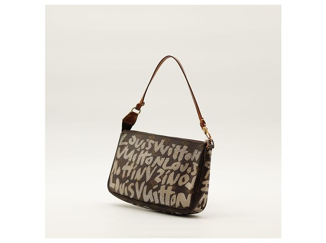 Louis Vuitton Monogram Graffiti Pochette Accessoires Marrone Bianco - vista 4