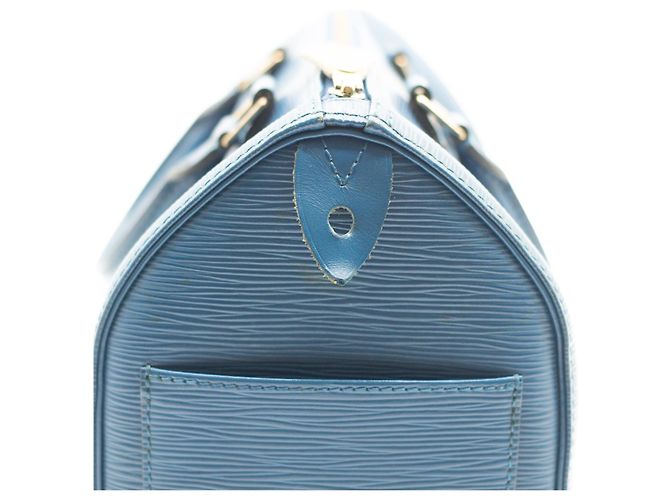 Louis Vuitton Speedy 25 pelle Epi Blu - vista 10