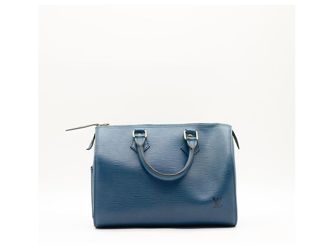 Louis Vuitton Speedy 25 pelle Epi Blu - vista 3