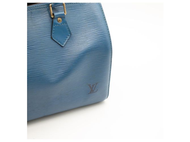 Louis Vuitton Speedy 25 pelle Epi Blu - vista 6