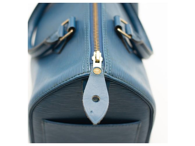 Louis Vuitton Speedy 25 pelle Epi Blu - vista 9