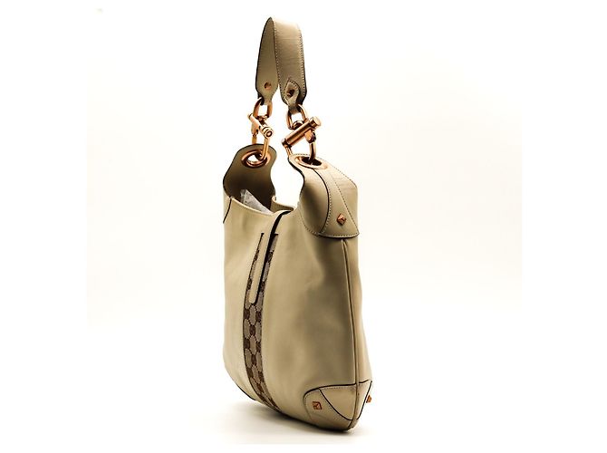 Gucci Borsa Hobo Tela GG Supreme e Pelle Marrone Beige - vista 4