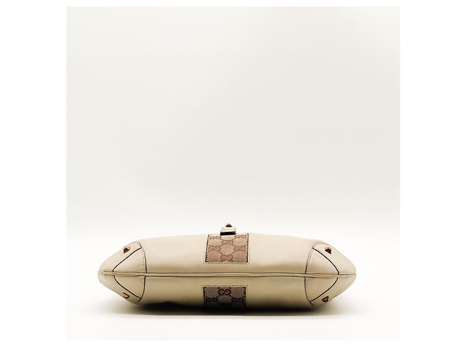 Gucci Borsa Hobo Tela GG Supreme e Pelle Marrone Beige - vista 5