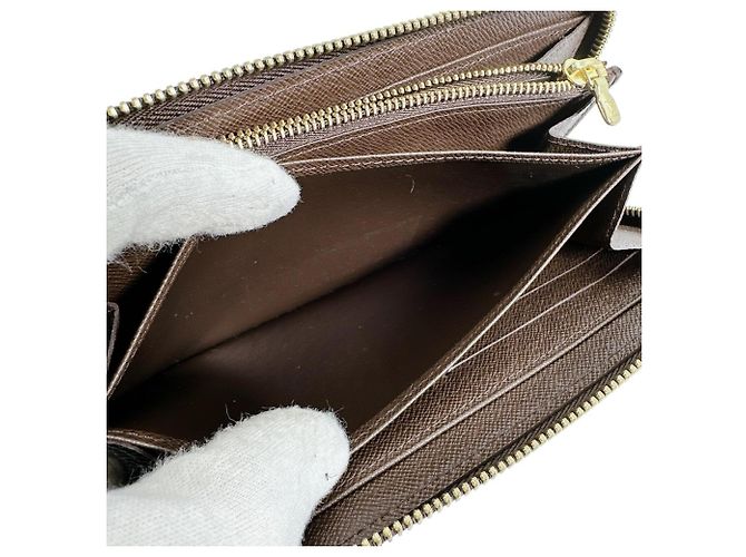 Louis Vuitton Zippy Wallet aus Damier Canvas Braun Mehrfarben Damier ebene - Ansicht 10