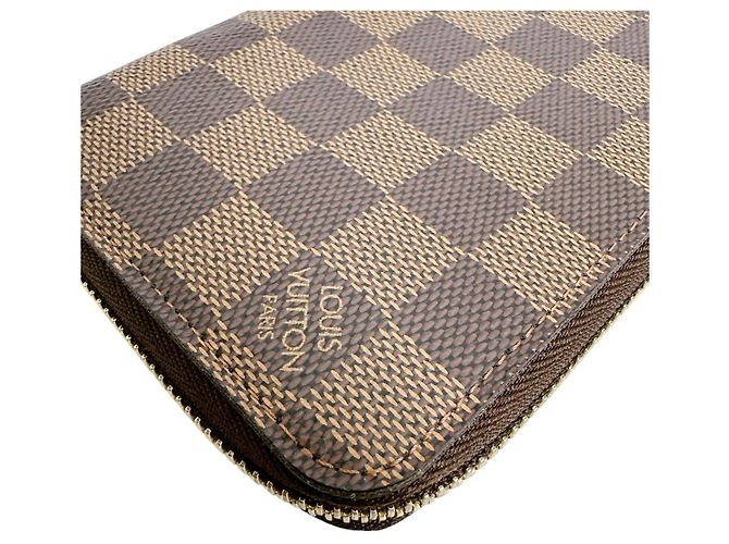 Louis Vuitton Zippy Wallet aus Damier Canvas Braun Mehrfarben Damier ebene - Ansicht 7