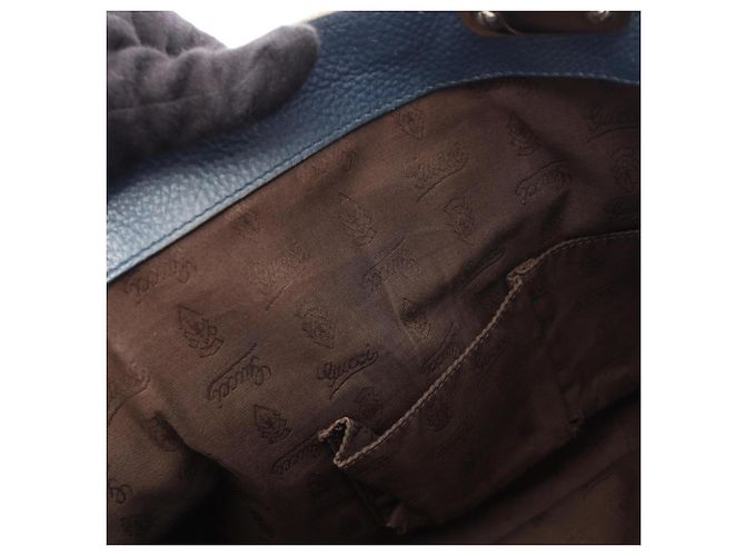 Borsa Tote Gucci Bamboo GG Canvas Blu Beige - vista 12