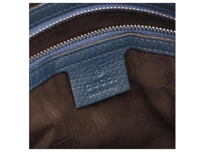 Borsa Tote Gucci Bamboo GG Canvas Blu Beige - vista 4