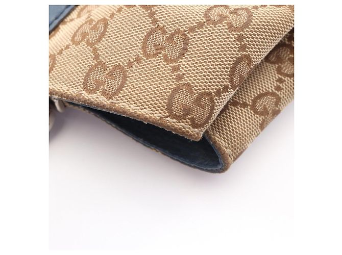 Borsa Tote Gucci Bamboo GG Canvas Blu Beige - vista 7