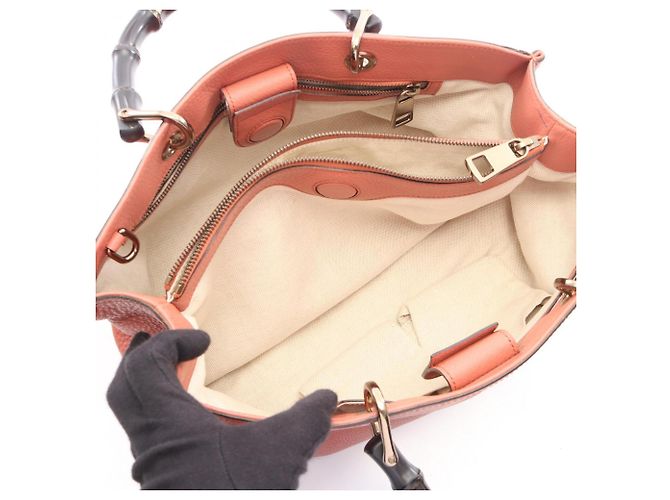 Bolsa Tote Gucci Bamboo Shopper Medium 2-Way Preto Rosa - vista 3