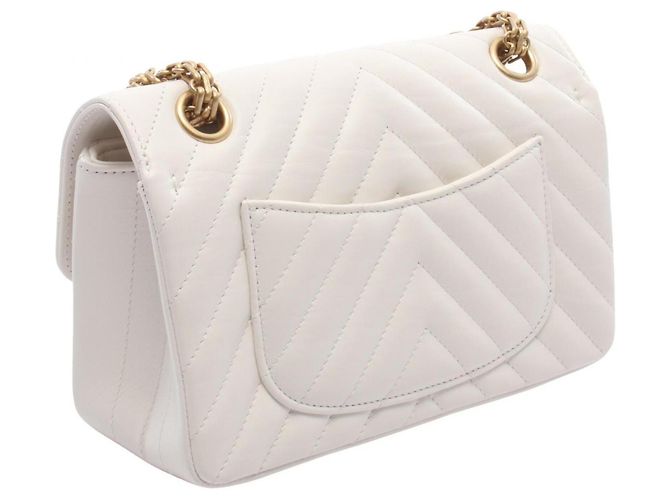 Borsa a Spalla Chanel 2.55 Chevron V-stitch Bianco - vista 2