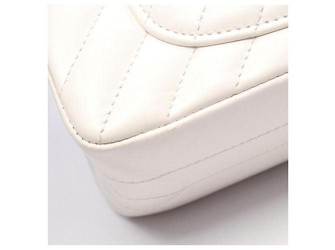 Borsa a Spalla Chanel 2.55 Chevron V-stitch Bianco - vista 7