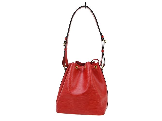 Borsa Louis Vuitton Petit Noe in pelle Epi Media Rosso - vista 2