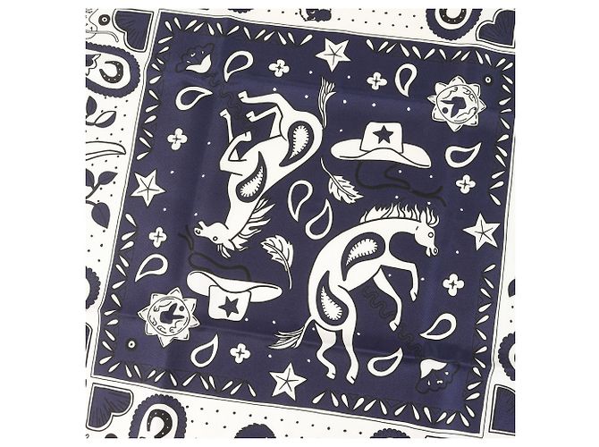 Hermès Foulard bandana in seta Hermes 24SS Nero Bianco Blu - vista 2