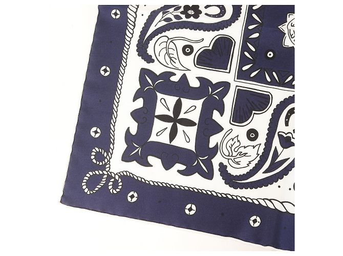 Hermès Foulard bandana in seta Hermes 24SS Nero Bianco Blu - vista 3
