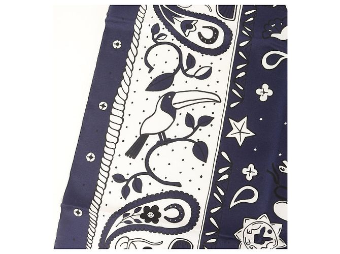 Hermès Foulard bandana in seta Hermes 24SS Nero Bianco Blu - vista 4