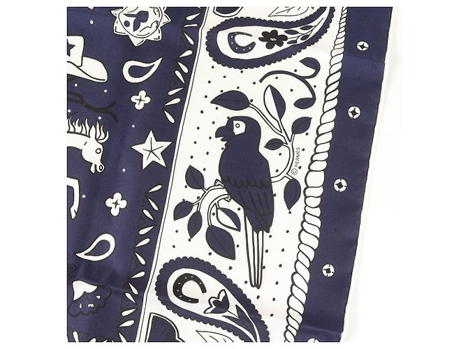 Hermès Foulard bandana in seta Hermes 24SS Nero Bianco Blu - vista 5