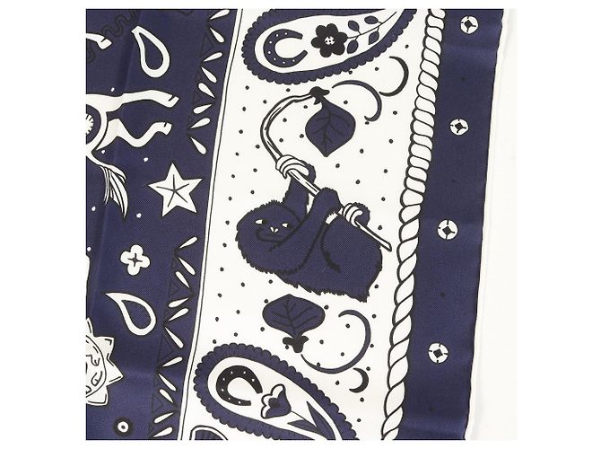 Hermès Foulard bandana in seta Hermes 24SS Nero Bianco Blu - vista 7