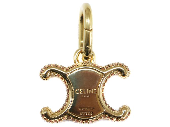 Céline Celine Triomphe Strass Chaveiro com pingente acabamento dourado - vista 2