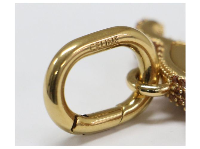 Céline Celine Triomphe Strass Chaveiro com pingente acabamento dourado - vista 3