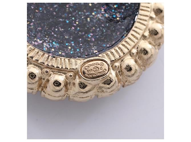 Spilla Chanel Coco Mark Glitter Bianco Blu D'oro - vista 3