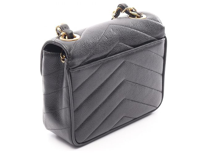 Mini borsa a tracolla Chanel Chevron V-Stitch Nero - vista 2