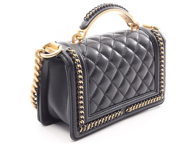 Borsa Chanel Boy Top Handle Flap Nero - vista 2