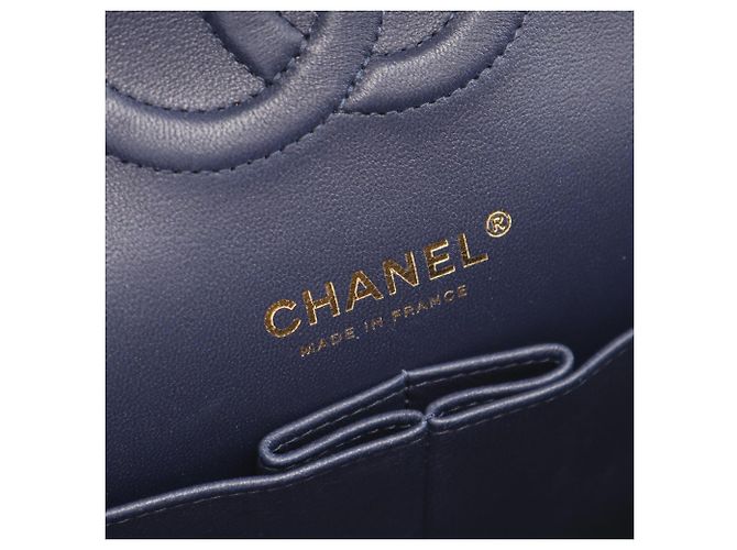 Borsa Chanel Matelassé Double Flap Blu navy - vista 4
