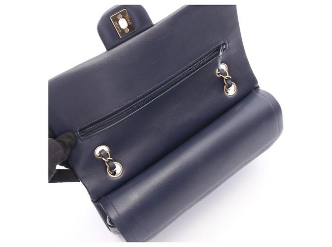 Borsa Chanel Matelassé Double Flap Blu navy - vista 6