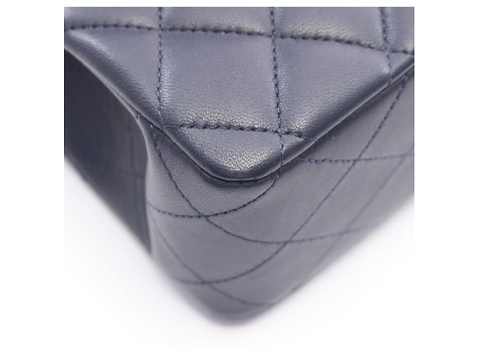Borsa Chanel Matelassé Double Flap Blu navy - vista 7