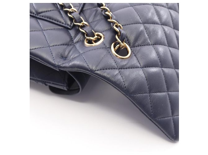 Borsa Chanel Matelassé Double Flap Blu navy - vista 9