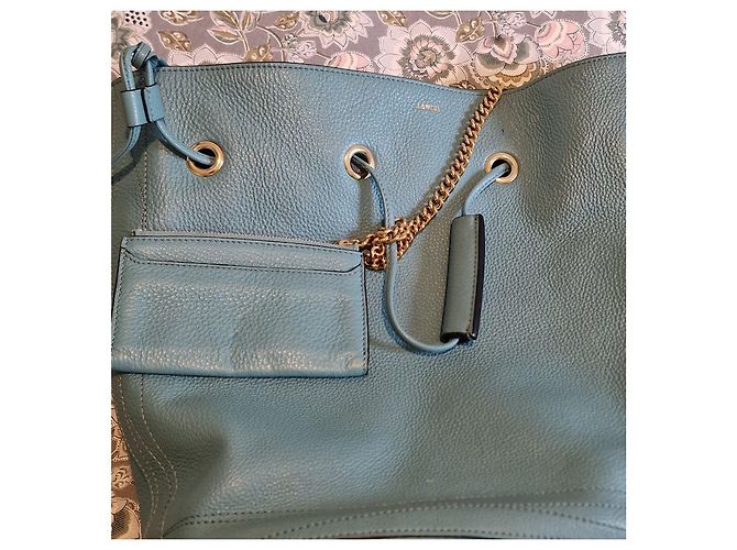 Lancel Le Huit borsa a secchiello in pelle blu - vista 11