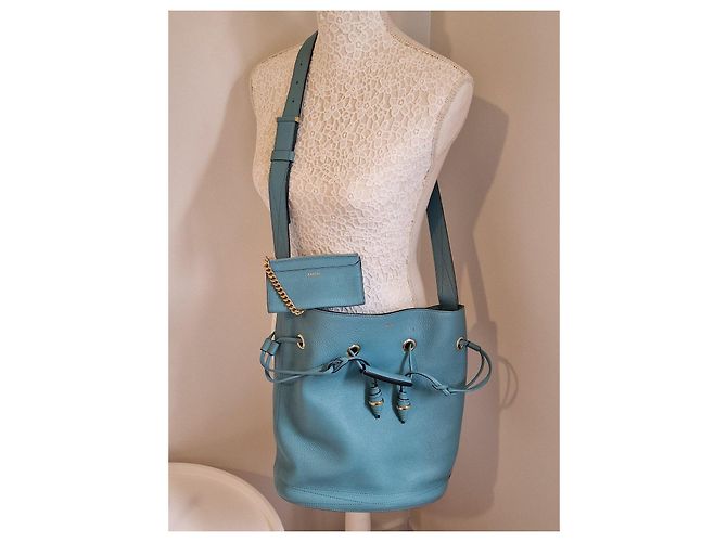 Lancel Le Huit borsa a secchiello in pelle blu - vista 16