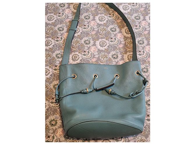 Lancel Le Huit borsa a secchiello in pelle blu - vista 4