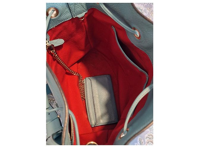 Lancel Le Huit borsa a secchiello in pelle blu - vista 5