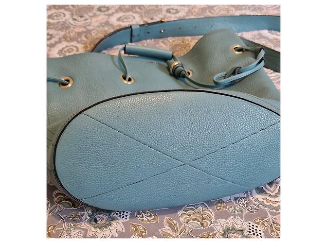 Lancel Le Huit borsa a secchiello in pelle blu - vista 7