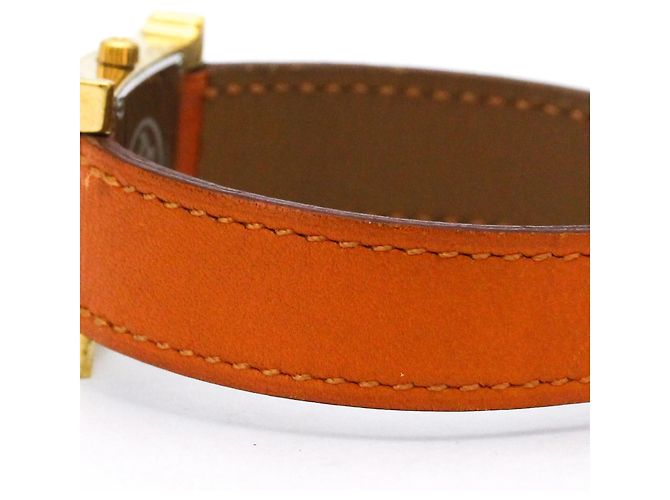Hermès Relógio de pulso Heure H em couro banhado a ouro com quartzo - vista 3