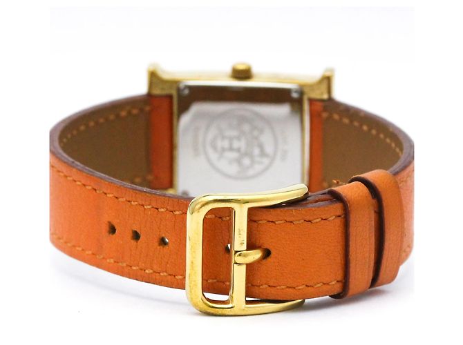 Hermès Relógio de pulso Heure H em couro banhado a ouro com quartzo - vista 5