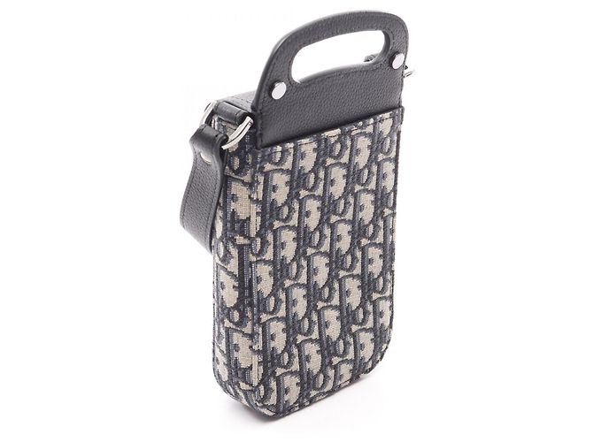 Pochette verticale Dior Saddle de Christian Dior Noir Beige Bleu Marine - vue 2