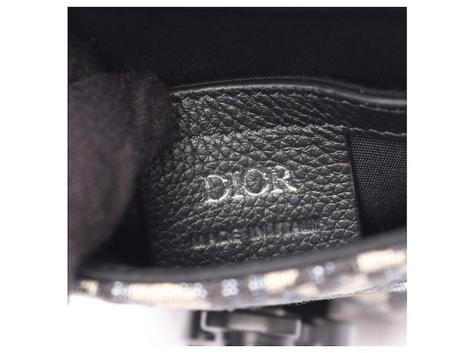 Pochette verticale Dior Saddle de Christian Dior Noir Beige Bleu Marine - vue 4