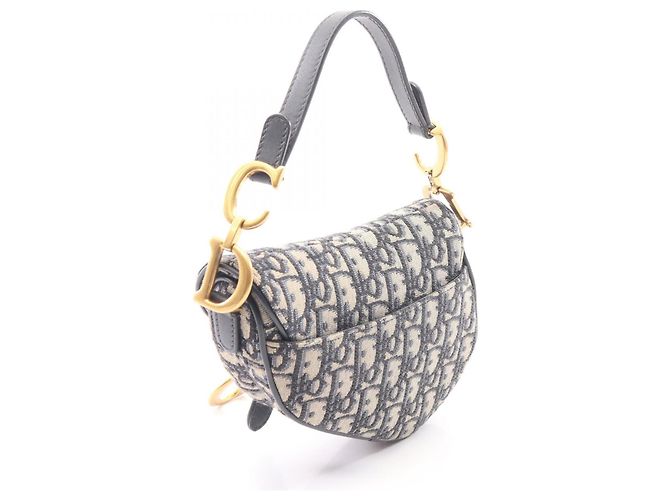 Mini borsa Saddle Christian Dior Beige Blu navy - vista 2