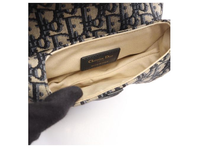 Mini borsa Saddle Christian Dior Beige Blu navy - vista 3
