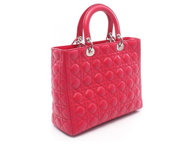 Borsa Christian Dior Lady Dior Large in pelle rosa - vista 2