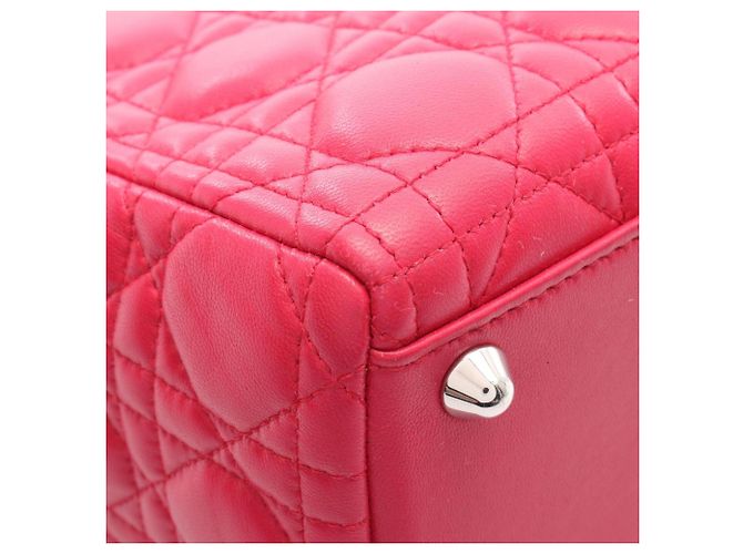 Borsa Christian Dior Lady Dior Large in pelle rosa - vista 5