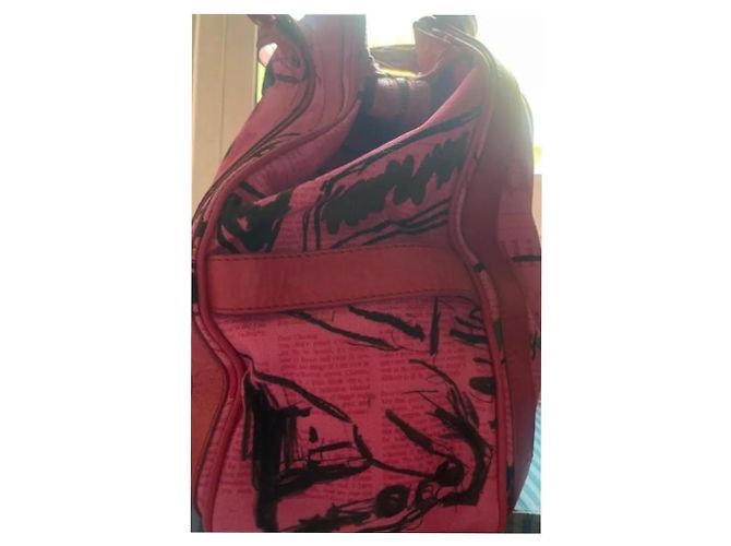 Galliano Borsa Tote Stampa Giornale Rosa - vista 6