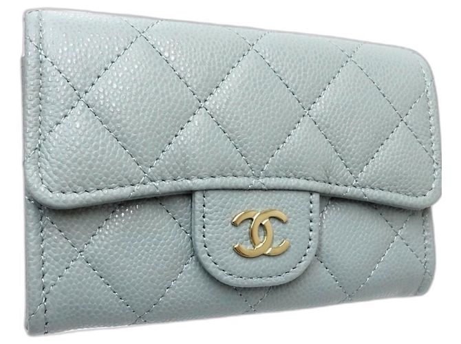 Monedero de piel de becerro granulado Chanel Verde - vista 3