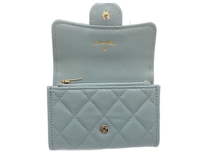 Monedero de piel de becerro granulado Chanel Verde - vista 6